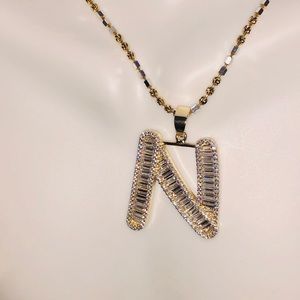 VVS clarity Initial pendant, Swarovski Crystal monogram letter pendant N initial